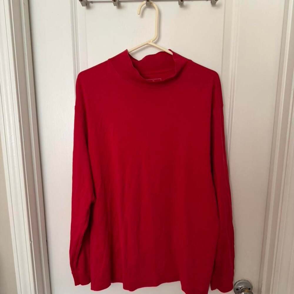L.L.Bean Red Mock Turtleneck Long Sleeve Shirt XL